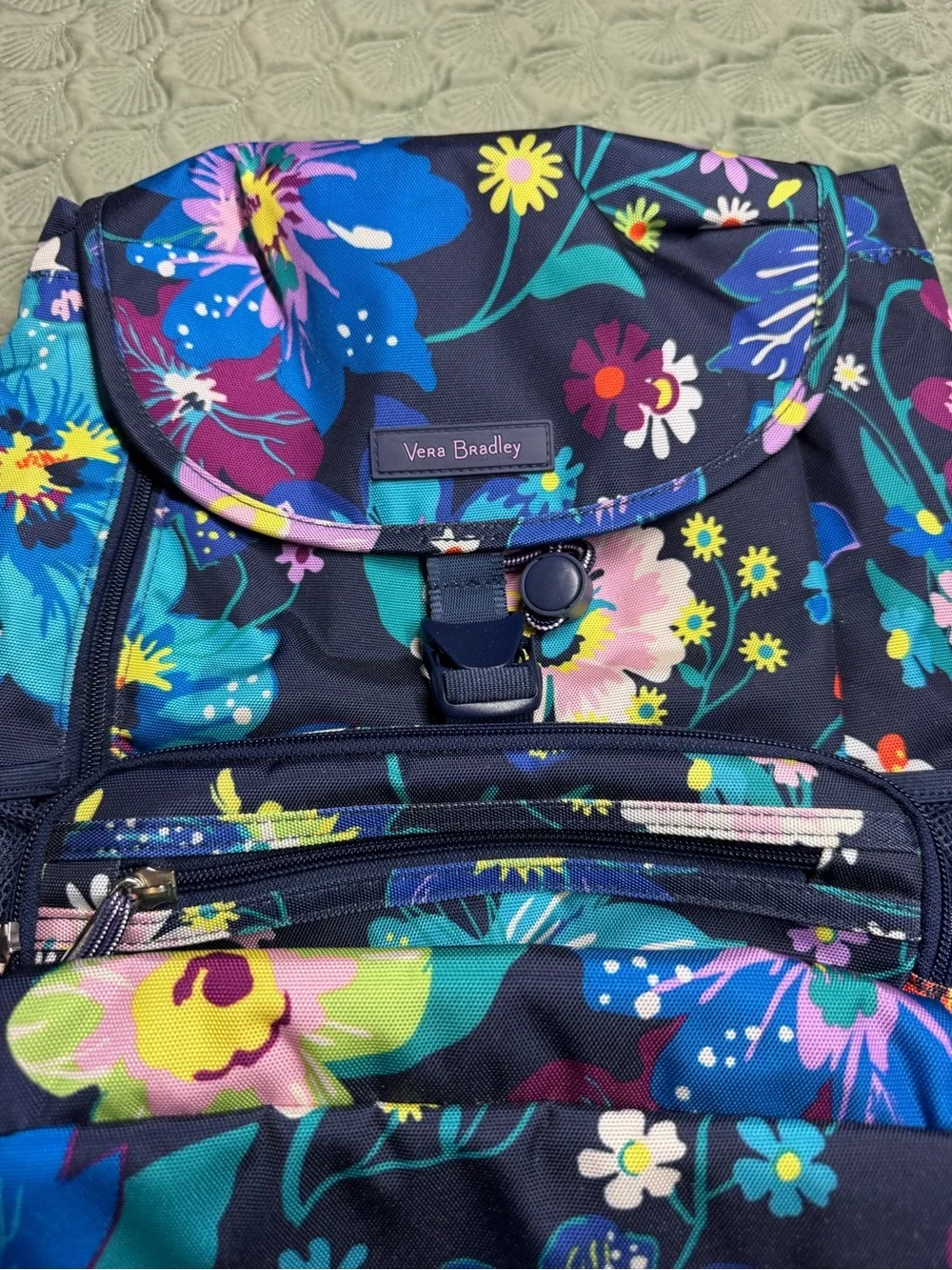 Vera Bradley lighten up daytripper firefly garden backpack EUC